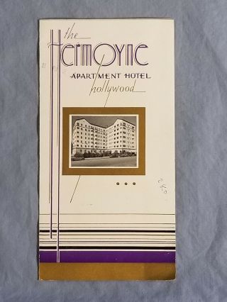 Vintage Hermoyne Apartment Hotel Hollywood California Advertising Brochure