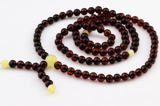 Buddhist Mala Baltic Amber 108 Prayer Beads Bracelet Mila 21.  9g R50812 - 3