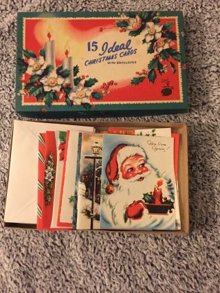 Vintage Christmas Cards,  Box Of 15 Unsigned,  With Envelopes
