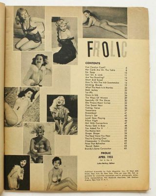 FROLIC - April 1955 - BETTIE PAGE - TEMPEST STORM - Cheesecake - Burlesque - GGA 3