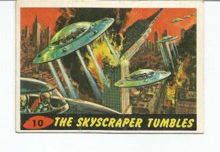 1962 Topps Mars Attacks Card The Skyscraper Tumbles 10 Vg,  /ex No Creases