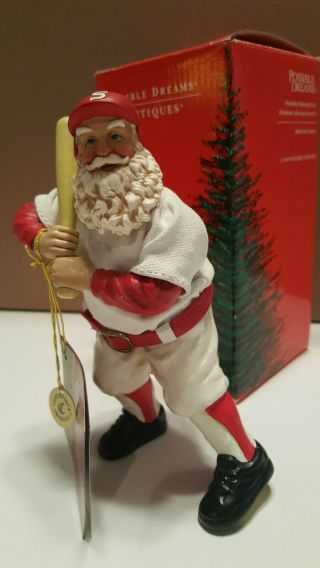 1998 Clothtique Possible Dreams Baseball Santa Figurine W/ Bat & Red “s” Hat Nwt
