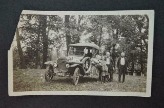 Vintage Photo Camping W/ Boston Terrier Dog & Model T Ford Pickup Truck 966040