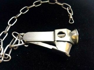 Antique Sterling Silver Cigar Cutter Fob W/ 12 " Sterling Watch Chain`935 Germany