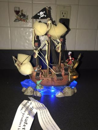 Disney’s Village Captain Hook Light Up Ship - Nib - Rare