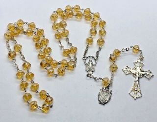 † Gorgeous Antique Citrine Moonlight Glass Beads Rosary - Miraculous Devotion †