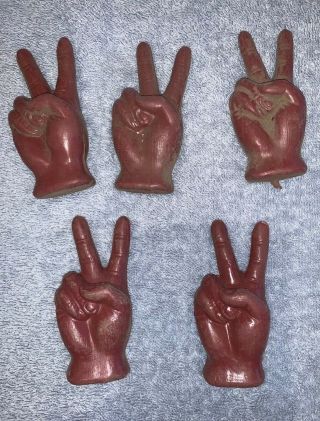 5 Vintage Vintage Plastic 2 Finger Peace Sign 1960 Carnival Arcade Prize