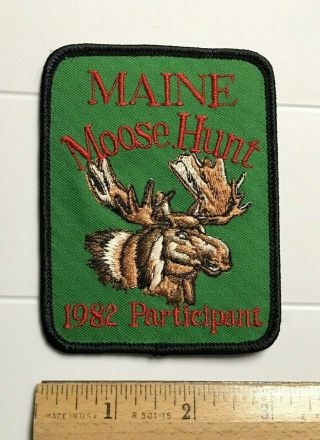 Vintage Maine Moose Hunt 1982 Participant Me Hunting Green Embroidered Patch