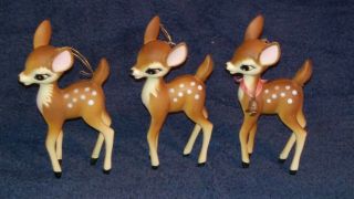 Set Of 3 Vintage Hard Plastic Bambi Deer Figures