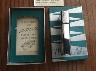 1959 Zippo Lighter Slim U.  S.  S.  United States Steel silver green box Rare NOS 3