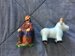 Paul Bunyan & Babe The Blue Ox Banks Ceramic Figurines