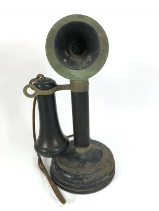 Kellogg Candlestick Telephone 1908 Black Bakelite Metal Parts Antique