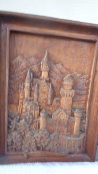 Neuschwanstein Castle Wooden / Composite Dimensional Carving 12x9” Very Old