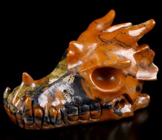 5.  2 " Red Jasper Carved Crystal Dragon Skull,  Crystal Healing