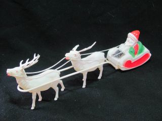 Vintage Celluloid Santa In Sleigh 2 Celluloid Reindeer