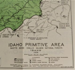 1959 Idaho Primitive Area Vintage Info Brochure Map Salmon River Stibnite B