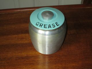 Vintage Kromex Spun Aluminum Grease Jar - Aqua Turquoise