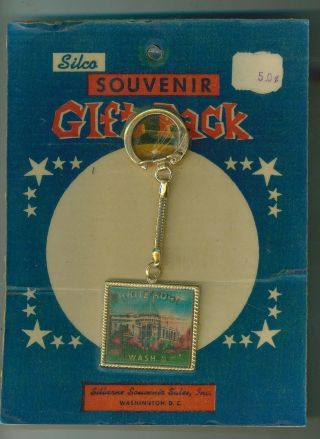 1970s Washington Dc Winking Key Chain Us Capitol / White House In Package