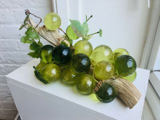 Vintage Acrylic Lucite Grapes Cluster - 13 " X 7 " X 6 " - 1960s,  Green,