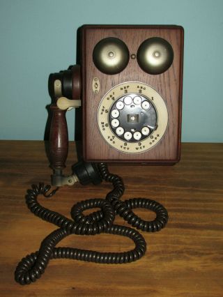 Vintage Western Electric Wooden Wall Rotary Telephone Phone Bell Country