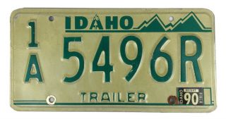 Idaho 1990 House Trailer License Plate 1/a 5496r