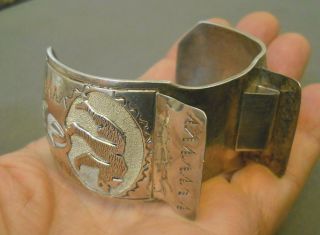 Native American Sterling Silver Bear Pawprint Watch Bracelet Signed Mtz