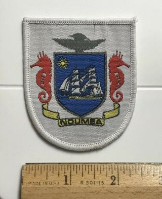 Noumea Caledonia Ship Seahorse Coat Of Arms Souvenir Woven Patch Badge