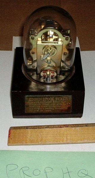 Thomas Edison Stock Ticker Lighter With A Glass Dome Vintage Cigarette Table