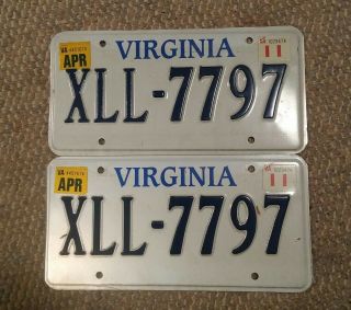 000 Matching Pair Virginia License Plates 2011 Xll - 7797