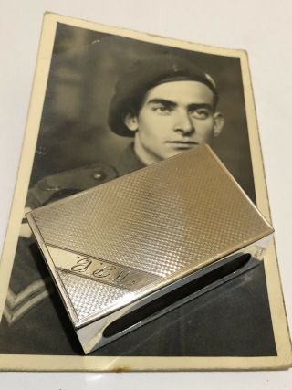 Antique Vintage Art Deco Silver Plated Matchbox Holder Cover Case Striker