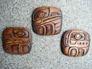 Northwest Coast Native Art Dawson Whale,  Raven And Sea Eagle Carvings