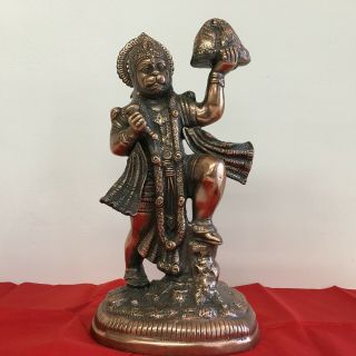 Hanuman 17 " Standing Up Statue Gun Metal/ Red Brass