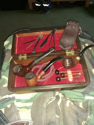 Briar Pipes With Hardwood Box Brass And 3 In 1 Tools