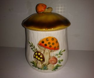 Vintage Sears Roebuck & Company Large 8 Inch Merry Mushroom Canister 1978