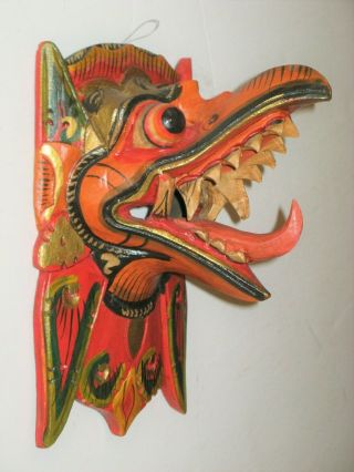 Garuda Hand Carved Barong Wood Mask Hanging Wall Art Hindu God Bali Decor