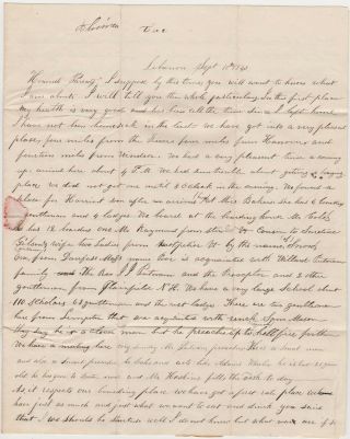 1843 Letter From Student At Lebanon Nh Academy To Father At Cavendish Vt Great