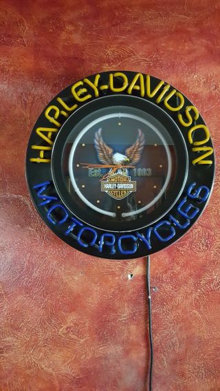 Harley Davidson Neon Clock.  Large.  20in×6in