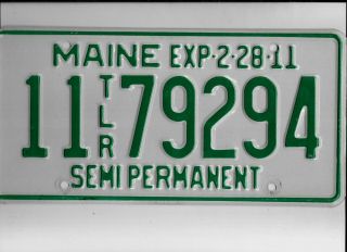 Maine 2011 License Plate " 11 79294 " Semi - Permanent