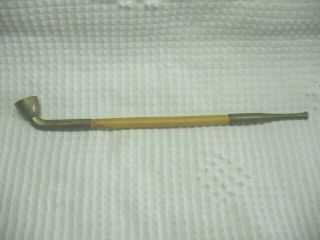 Vintage Kiseru Bamboo Smoking Pipe Tool Japanese Silver 8 1/2 Long