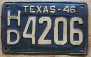 Texas 1946 Single Plate Year License Plate Quality Hd4206