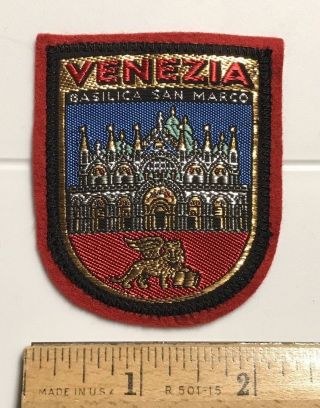 Venezia Venice Italy Basilica San Marco Italian Souvenir Red Felt Patch Badge