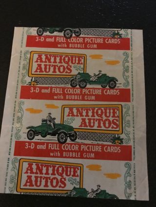1953 Bowman Antique Autos,  3d And Full Color Picture Cards Wax Pack Wrapper