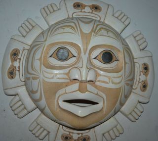 Orig $399 Northwest Coast Moon Mask,  1900s 14 " Signed