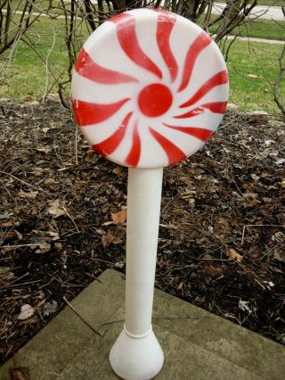 Christmas Union Red Peppermint Swirl Lollipop Blow Mold Yard Decor 33 "