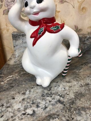 Vintage Christmas Atlantic Mold Ceramic Hand Painted 10 1/2” Snowman Candy Cane 3
