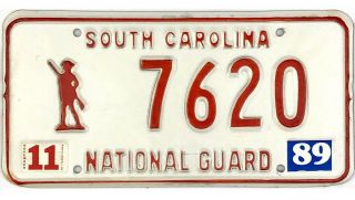 1989 South Carolina National Guard License Plate 7620