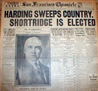Best 1920 Headline Newspaper Republican Warren G Harding Is Elected Us President