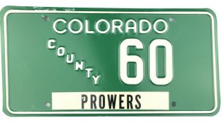 Nos Colorado County License Plate Prowers County 60 Low 2 Digit Number Nr