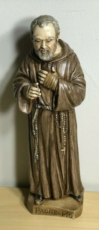 St.  Padre Pio Statue 10 1/2 " Indoor Outdoor Solid Religious Sculpture From Italy