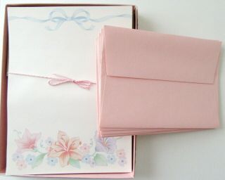 Vintage Stationery Letter Set Enchanted Garden Creative Papers W Pink Envelopes
